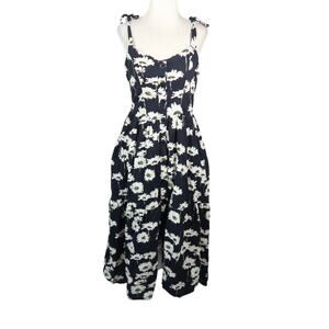 Urban Outfitters Positano Black and White Floral Cotton Midi Dress M